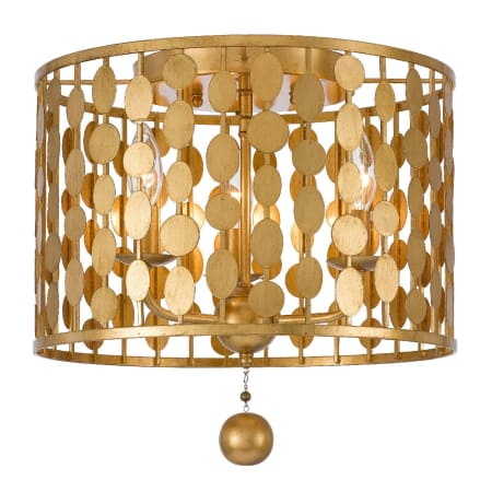 Crystorama Lighting Group Layla 3 Light 15" Wide Flush Mount Drum Ceiling Fixture Antique Gold