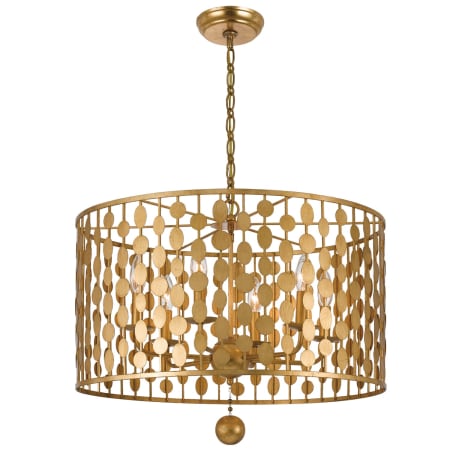 Crystorama Lighting Group Layla 6 Light 24" Wide Pillar Candle Drum Chandelier Antique Gold