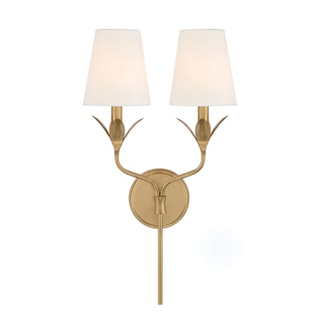 Crystorama Lighting Group Broche 2 Light 21" Tall Wall Sconce with Silk Shades Antique Gold