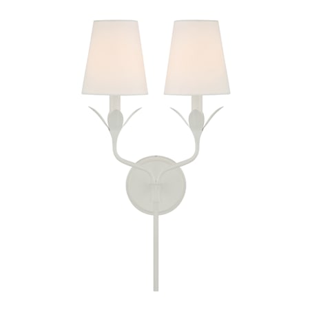 Crystorama Lighting Group Broche 2 Light 21" Tall Wall Sconce with Silk Shades Matte White