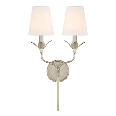 Crystorama Lighting Group Broche 2 Light 21" Tall Wall Sconce with Silk Shades Antique Silver