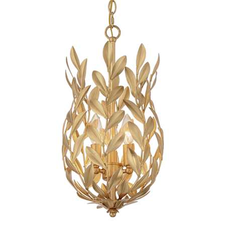 Crystorama Lighting Group Broche 3 Light 10" Wide Taper Candle Mini Pendant / Converts to Semi-Flush Antique Gold