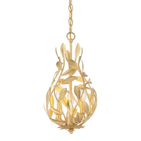 Crystorama Lighting Group Broche 3 Light 9" Wide Abstract Chandelier Antique Gold