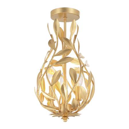 Crystorama Lighting Group Broche 3 Light 9" Wide Semi-Flush Ceiling Fixture Antique Gold