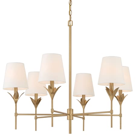 Crystorama Lighting Group Broche 6 Light 32" Wide Chandelier with Silk Shades Antique Gold