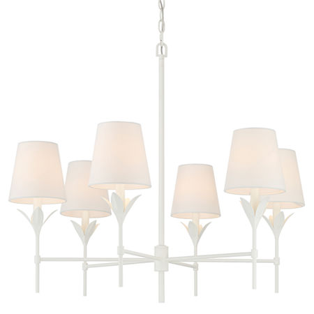 Crystorama Lighting Group Broche 6 Light 32" Wide Chandelier with Silk Shades Matte White
