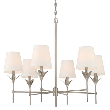 Crystorama Lighting Group Broche 6 Light 32" Wide Chandelier with Silk Shades Antique Silver