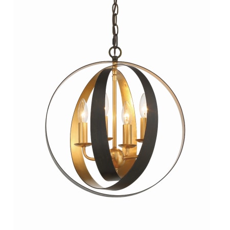 Crystorama Lighting Group Luna 4 Light 16" Wide Taper Candle Pendant English Bronze / Antique Gold