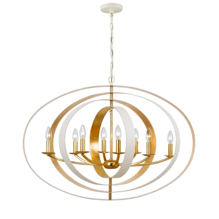 Crystorama Lighting Group Luna 8 Light 36" Wide Taper Candle Style Chandelier Matte White / Antique Gold