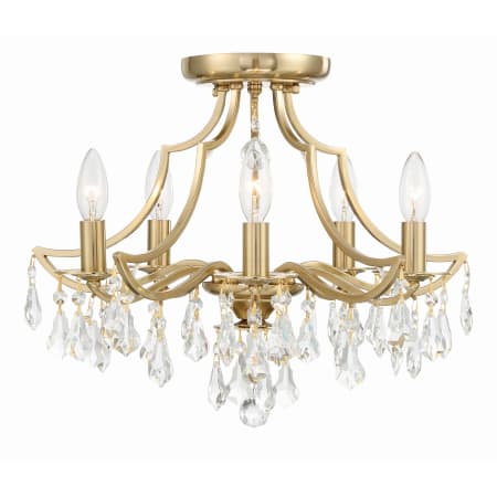 Crystorama Lighting Group Cedar 5 Light 19" Wide Semi-Flush Ceiling Fixture with Hand Cut Crystal Accents Vibrant Gold