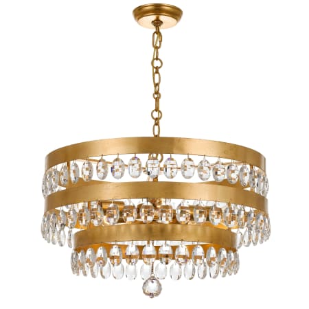 Crystorama Lighting Group Perla 5 Light 22" Wide Crystal Chandelier with Clear Faceted Crystal Accents Antique Gold