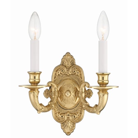 Crystorama Lighting Group Cast Brass Wall Mount 2 Light 10" Tall Wall Sconce Polished Brass
