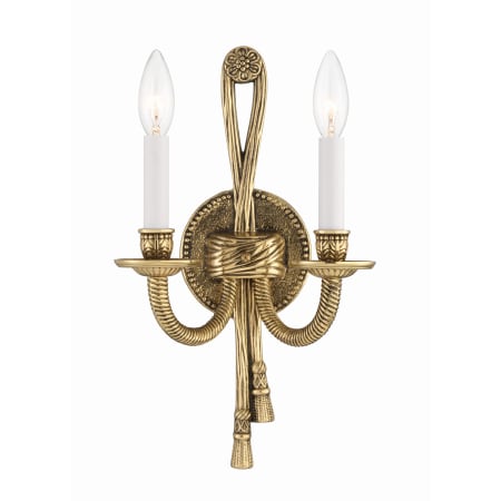 Crystorama Lighting Group Cast Brass Wall Mount 2 Light 15" Tall Wall Sconce Olde Brass