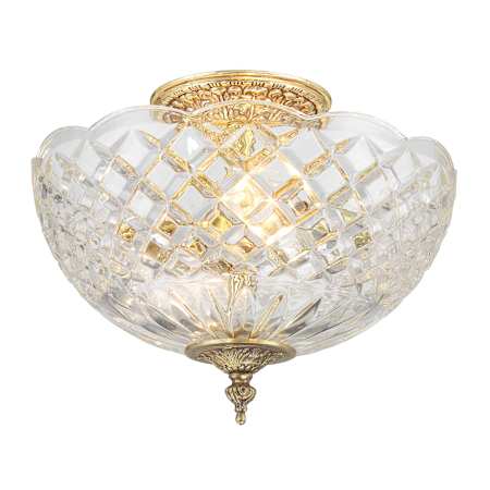 Crystorama Lighting Group Milton 2 Light 10" Wide Semi-Flush Bowl Ceiling Fixture with a Patterned, Clear Crystal Shade Olde Brass