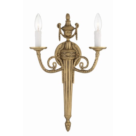 Crystorama Lighting Group Cast Brass Wall Mount 2 Light 20" Tall Wall Sconce Matte Brass