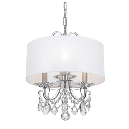 Crystorama Lighting Group Othello 3 Light 15" Wide Crystal Pendant with Silk Shade and Hand Cut Crystal Accents Polished Chrome