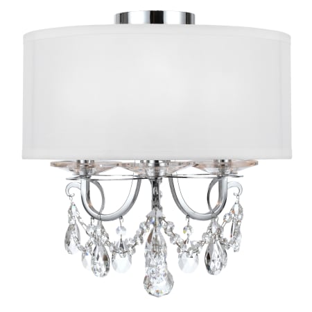 Crystorama Lighting Group Othello 3 Light 14" Wide Semi-Flush Drum Ceiling Fixture with a Silk Shade Polished Chrome