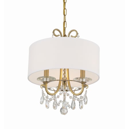 Crystorama Lighting Group Othello 3 Light 15" Wide Crystal Pendant with Silk Shade and Hand Cut Crystal Accents Vibrant Gold