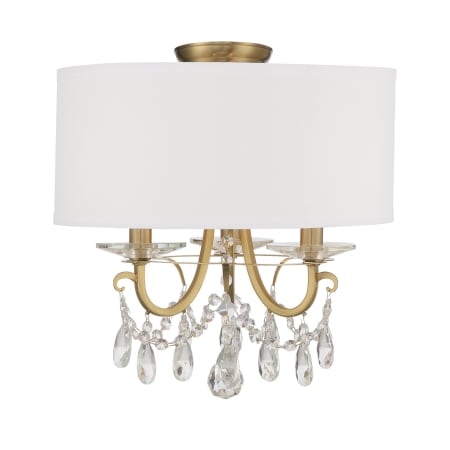Crystorama Lighting Group Othello 3 Light 14" Wide Semi-Flush Drum Ceiling Fixture with a Silk Shade Vibrant Gold