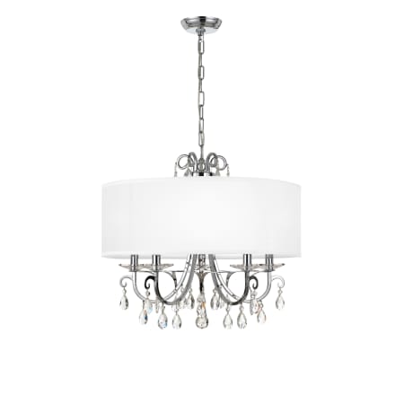 Crystorama Lighting Group Othello 5 Light 24" Wide Crystal Drum Chandelier with Silk Shade and Hand Cut Crystal Accents Polished Chrome