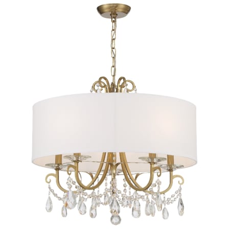 Crystorama Lighting Group Othello 5 Light 24" Wide Crystal Drum Chandelier with Silk Shade and Hand Cut Crystal Accents Vibrant Gold