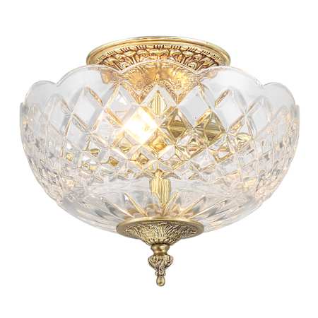 Crystorama Lighting Group Milton 2 Light 12" Wide Semi-Flush Bowl Ceiling Fixture with a Patterned, Clear Crystal Shade Olde Brass