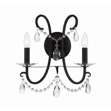 Crystorama Lighting Group Othello 2 Light 16" Tall Wall Sconce with Hand Cut Crystal Accents Matte Black