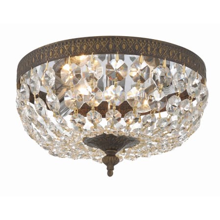 Crystorama Lighting Group Ceiling Mount 2 Light 10" Wide Flush Mount Bowl Ceiling Fixture with Italian Crystal Accents English Bronze
