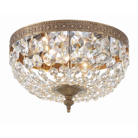 Crystorama Lighting Group Ceiling Mount 2 Light 10" Wide Flush Mount Bowl Ceiling Fixture with Handcut Crystal Accents Olde Brass