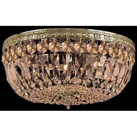 Crystorama Lighting Group Ceiling Mount 3 Light 12" Wide Flush Mount Bowl Ceiling Fixture with Golden Teak Hand Cut Crystal Accents Aged Brass