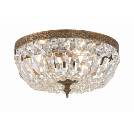 Crystorama Lighting Group Ceiling Mount 3 Light 12" Wide Flush Mount Bowl Ceiling Fixture with Swarovski Spectra Crystal Accents Olde Brass