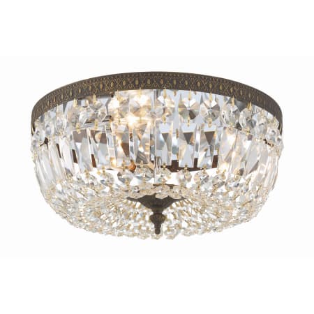 Crystorama Lighting Group Ceiling Mount 3 Light 14" Wide Flush Mount Bowl Ceiling Fixture with Handcut Crystal Accents English Bronze