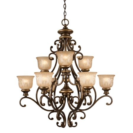 Crystorama Lighting Group Norwalk 9 Light 34" Wide Chandelier Includes Patterned Glass Shades Bronze Umber