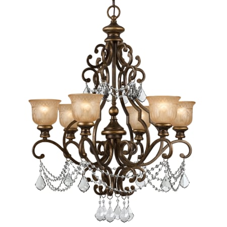 Crystorama Lighting Group Norwalk 6 Light 28" Wide Crystal Chandelier with Patterned Glass Shades and Swarovski Strass Crystal Accents Bronze Umber