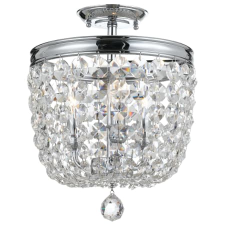 Crystorama Lighting Group Archer 3 Light 12" Wide Semi-Flush Bowl Ceiling Fixture with Hand Cut Crystal Accents Polished Chrome