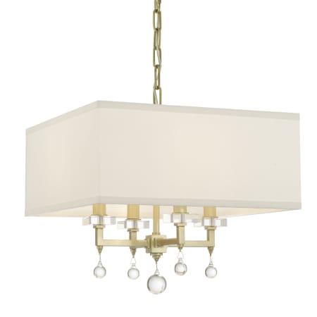 Crystorama Lighting Group Paxton 4 Light 16" Wide Pendant with Silk Shade and Clear Glass Accents Aged Brass