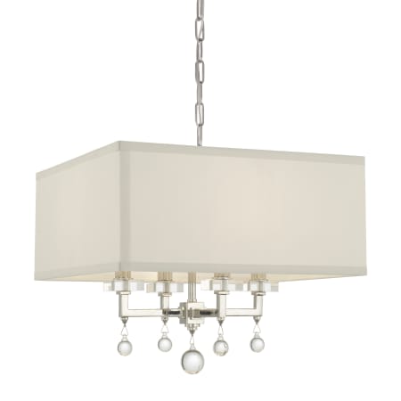Crystorama Lighting Group Paxton 4 Light 16" Wide Pendant with Silk Shade and Clear Glass Accents Polished Nickel