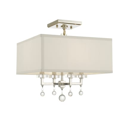 Crystorama Lighting Group Paxton 4 Light 16" Wide Semi-Flush Ceiling Fixture with Silk Shade and Clear Glass Accents Polished Nickel