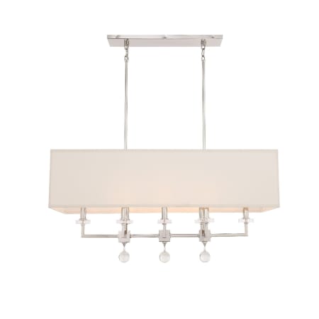 Crystorama Lighting Group Paxton 8 Light 38" Wide Linear Chandelier with Silk Shade and Clear Glass Accents Polished Nickel