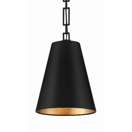 Crystorama Lighting Group Alston 2 Light 10" Wide Mini Pendant with Steel Shade Matte Black / Antique Gold
