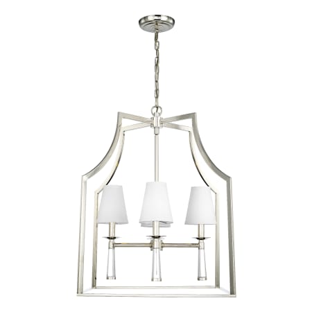 Crystorama Lighting Group Baxter 4 Light 22" Wide Chandelier with Silk Shades Polished Nickel
