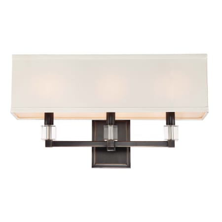 Crystorama Lighting Group Dixon 3 Light 21" Wide Bathroom Vanity Light with Silk Shade and Clear Crystal Accents Oil Rubbed Bronze