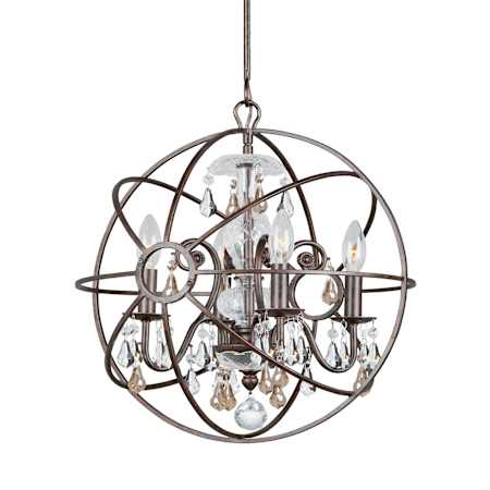 Crystorama Lighting Group Solaris 4 Light 17" Wide Crystal Pendant with Clear and Gold Hand Cut Crystal Accents English Bronze