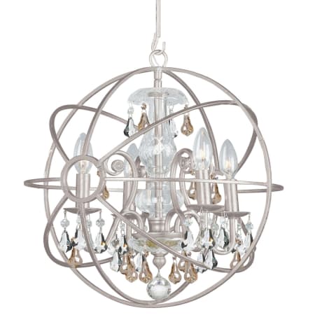 Crystorama Lighting Group Solaris 4 Light 17" Wide Crystal Pendant with Clear and Gold Hand Cut Crystal Accents Olde Silver