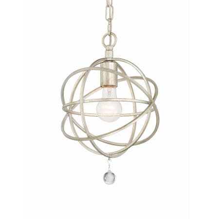 Crystorama Lighting Group Solaris 9" Wide Cage Mini Pendant Olde Silver