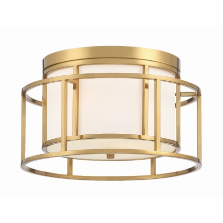 Crystorama Lighting Group Hulton 2 Light 15" Wide Flush Mount Drum Ceiling Fixture with Silk Shade Luxe Gold