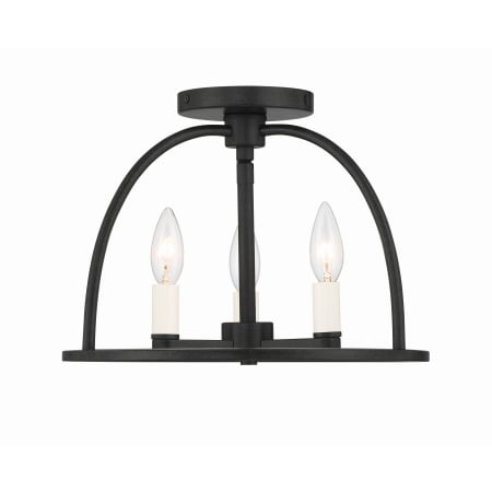Crystorama Lighting Group Abbott 3 Light 14" Wide Semi-Flush Ceiling Fixture Black