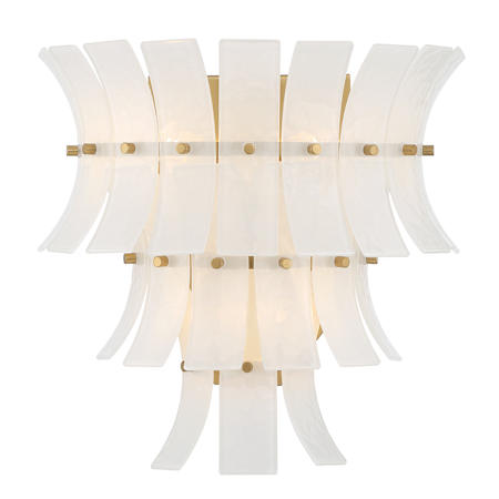 Crystorama Lighting Group Abigail 3 Light 15" Tall Wall Sconce with Curved White Glass Aged Brass
