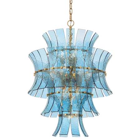 Crystorama Lighting Group Abigail 13 Light 23" Wide Chandelier with Curved Blue Glass Aged Brass
