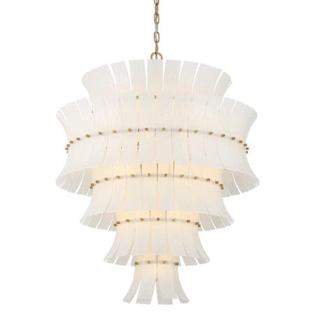 Crystorama Lighting Group Abigail 21 Light 30" Wide Chandelier with Curved White Glass Aged Brass